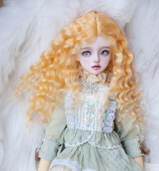 Yellow Angora Reborn Mohair Doll Wig