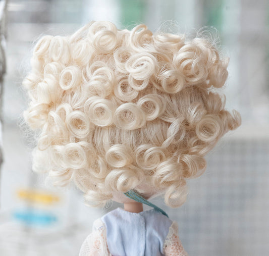 10-11" Artificial Fiber Doll Wig Short Curly Cute Double Braids with Bangs