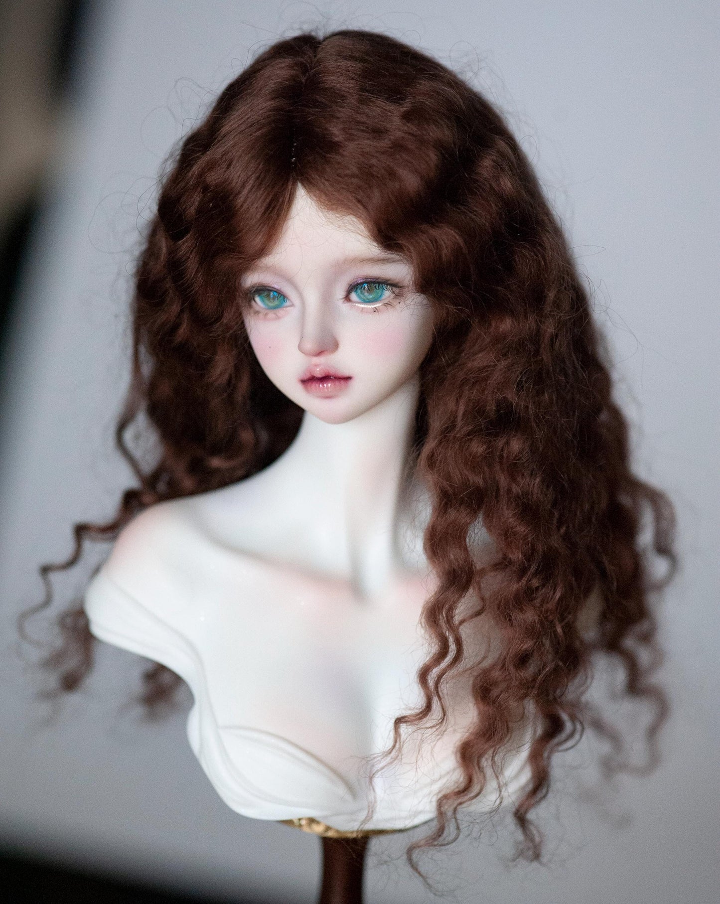 Dark Brown Reborn Angora Mohair Doll Wig