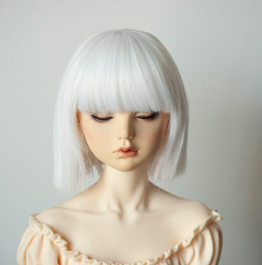Heat Resistant Fiber BJD Doll Wig Short Cutting Straight Black/White