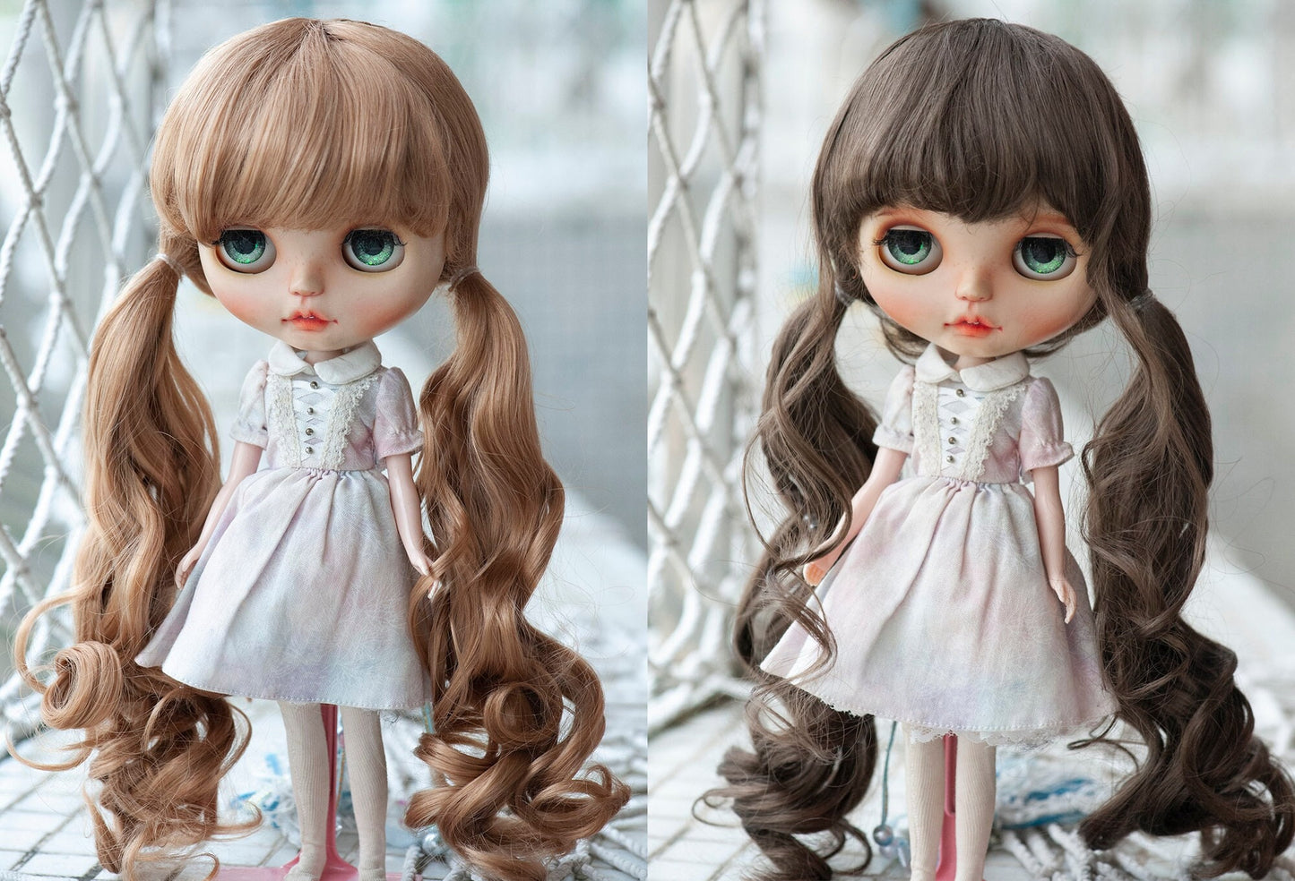 10-11" Doll Wig for Blythe Cute Double Ponytails 2 Colors