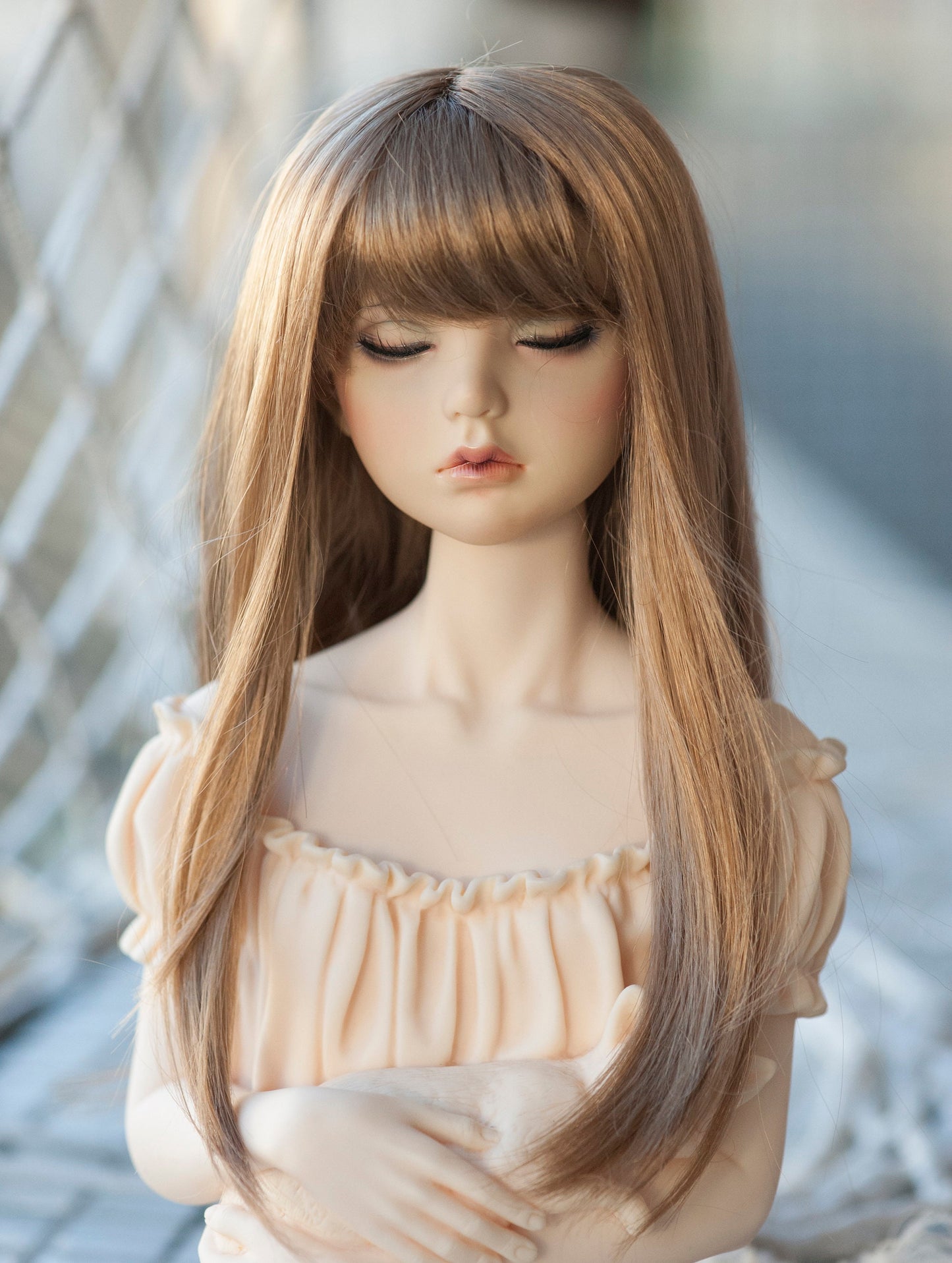 8-9" Artificial Fiber Doll Wig Long Fashion Straight