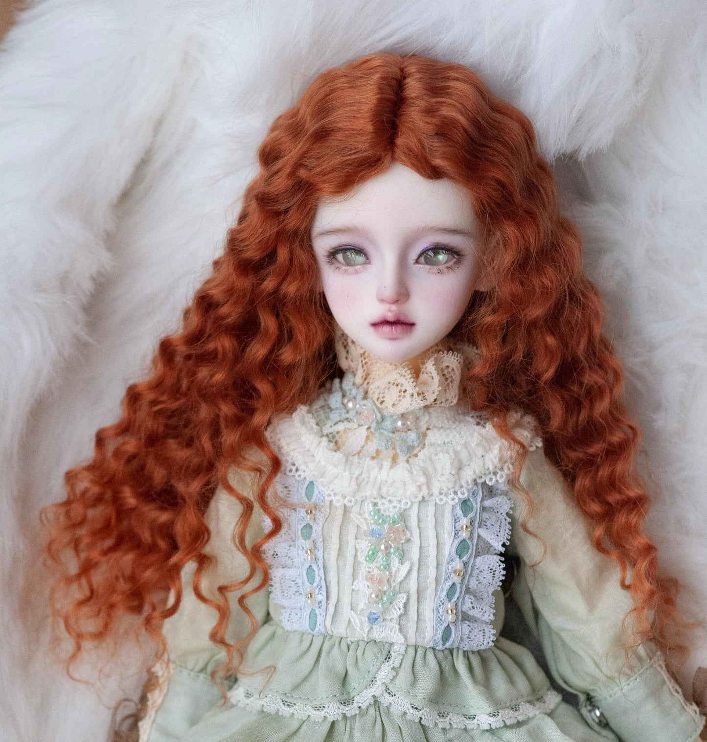 Reddish Brown Reborn Angora Mohair Doll Wig