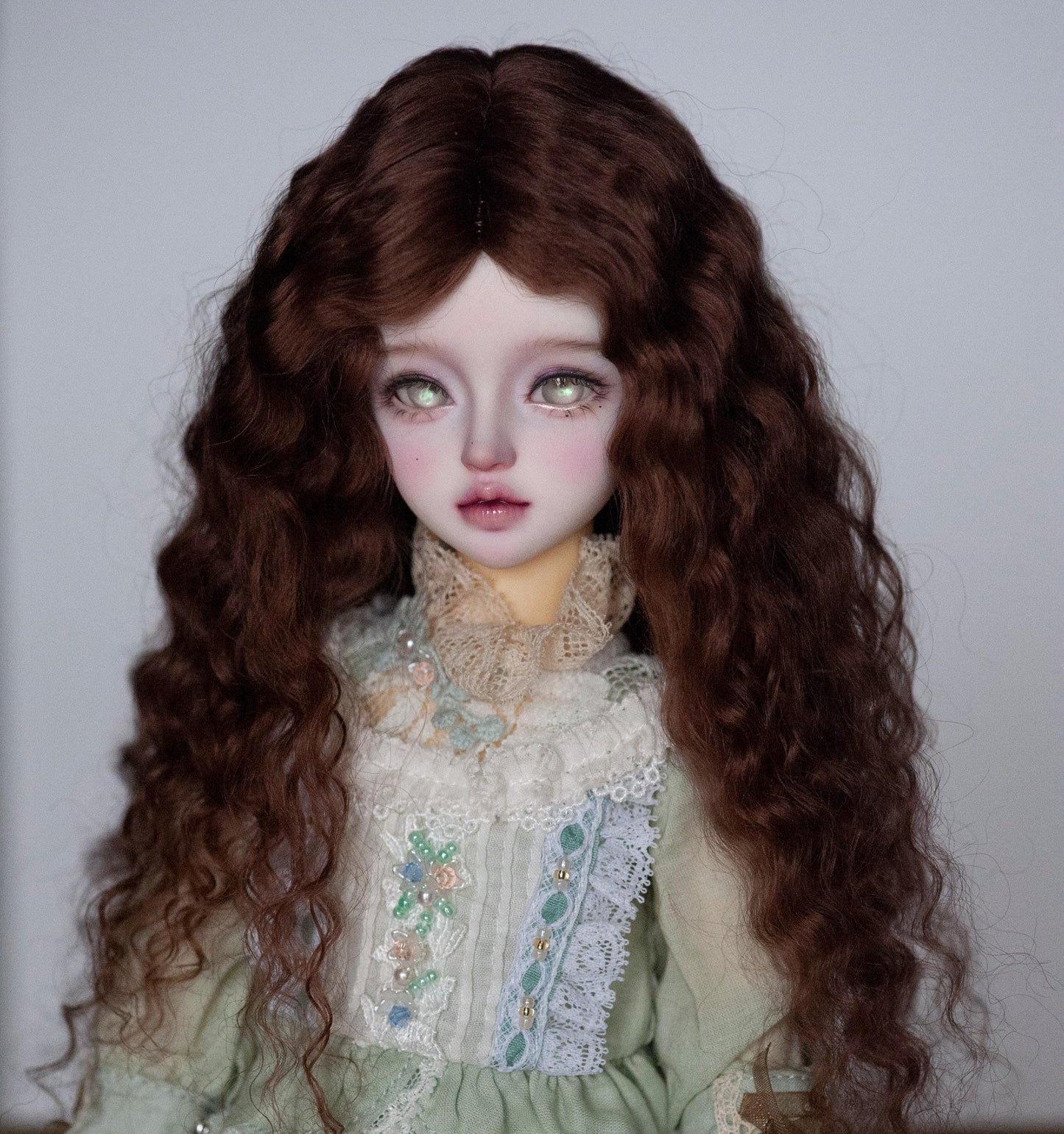 Dark Brown Reborn Angora Mohair Doll Wig