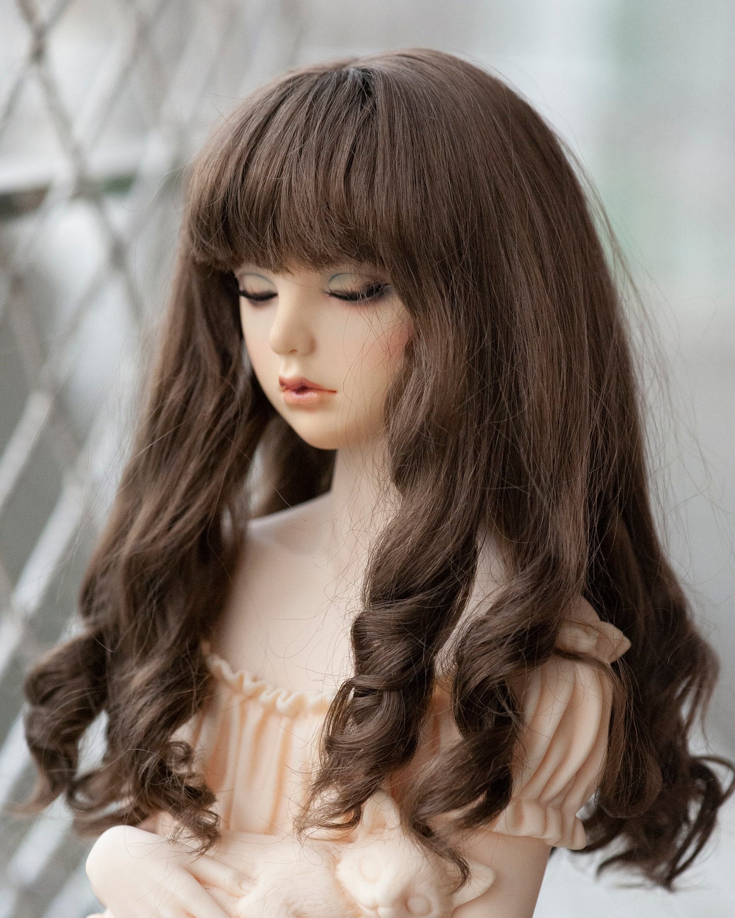 9-10" Artificial Fiber Doll Wig Long Classic Roller Curly