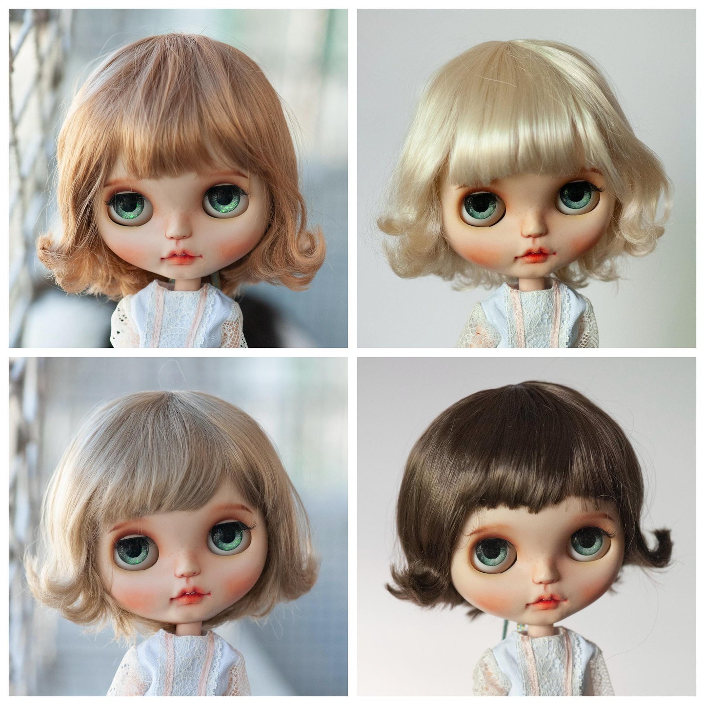10-11" Artificial Fiber Doll Wig Short Spike with Cute Fashion Cut 4 Colors
