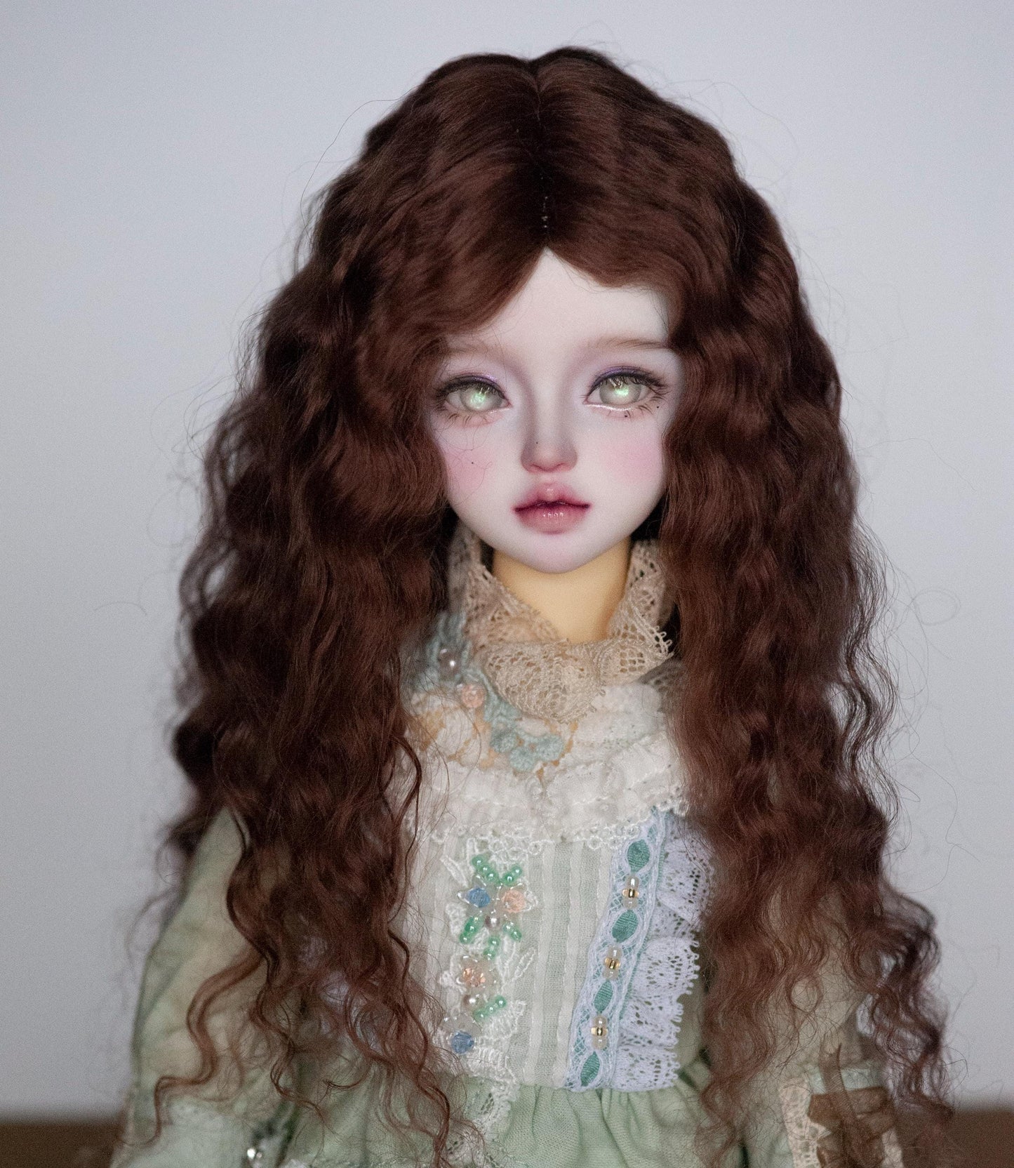 Dark Brown Reborn Angora Mohair Doll Wig