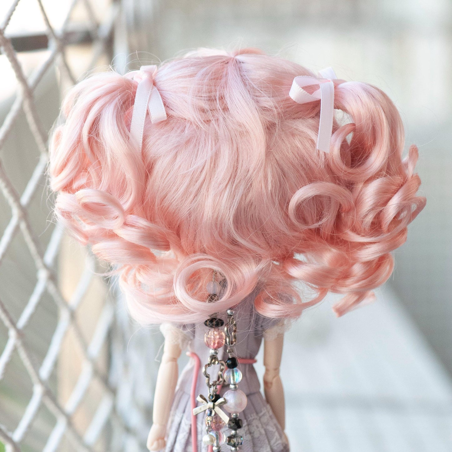 10-11" Artificial Fiber Doll Wig Cute Doulbe Tails Short Curly 3 Colors