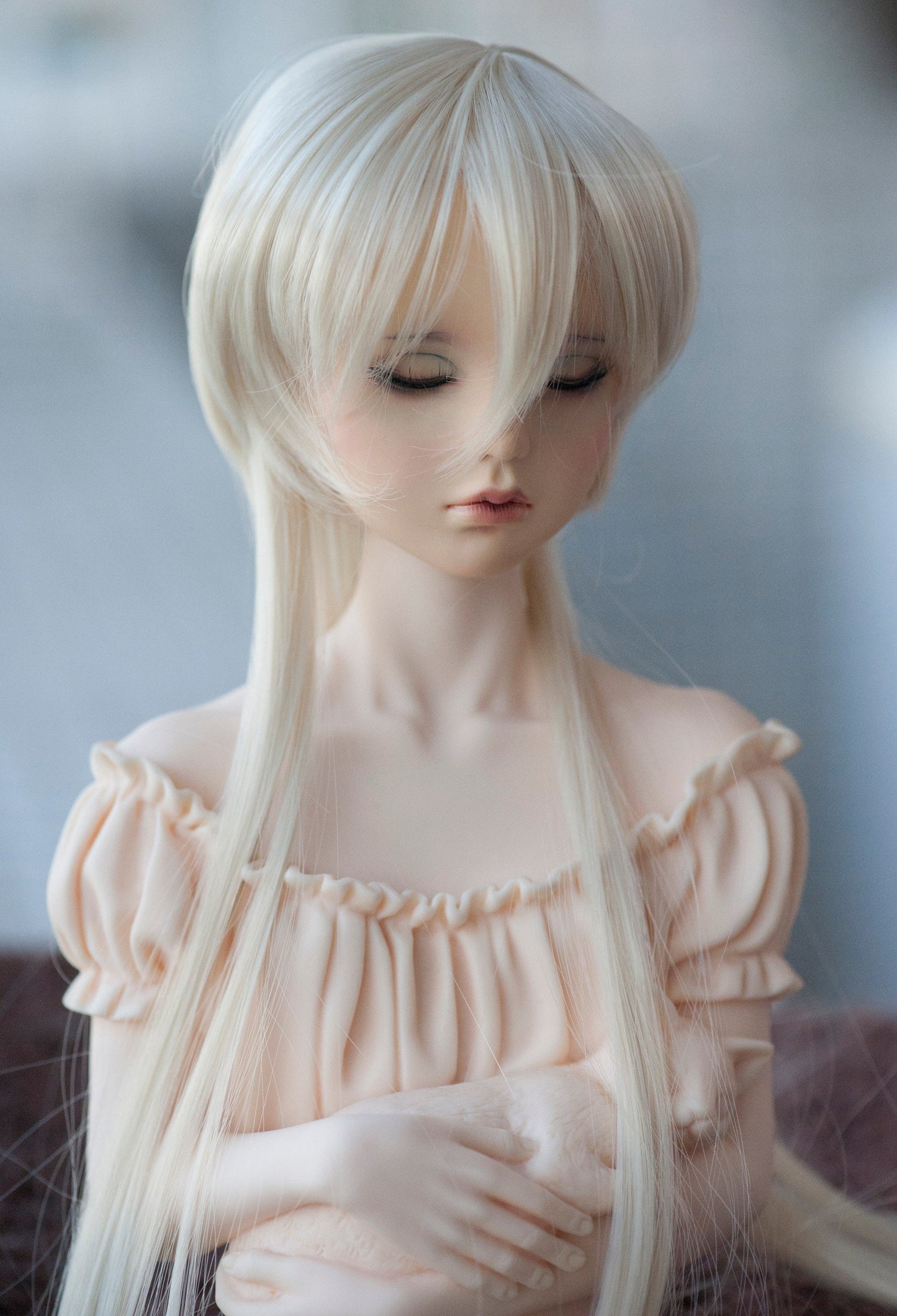 Long Spike Doll Wig Elf Style Blonde/Silver Grey