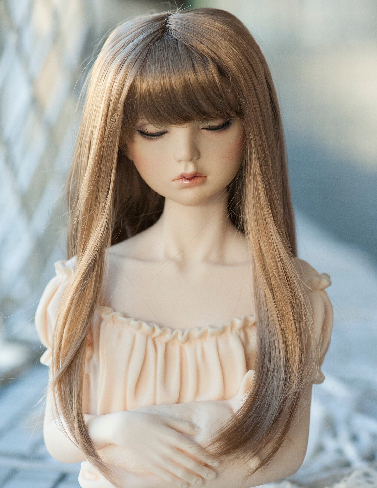 8-9" Artificial Fiber Doll Wig Long Fashion Straight