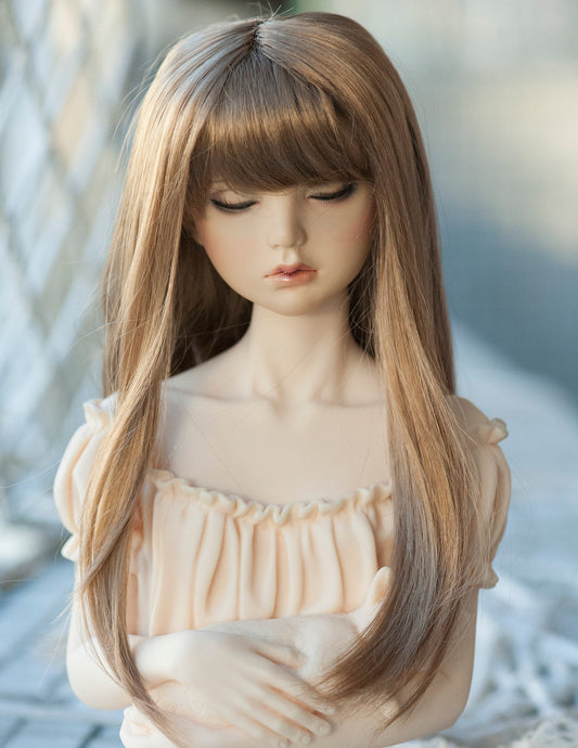 8-9" Artificial Fiber Doll Wig Long Fashion Straight