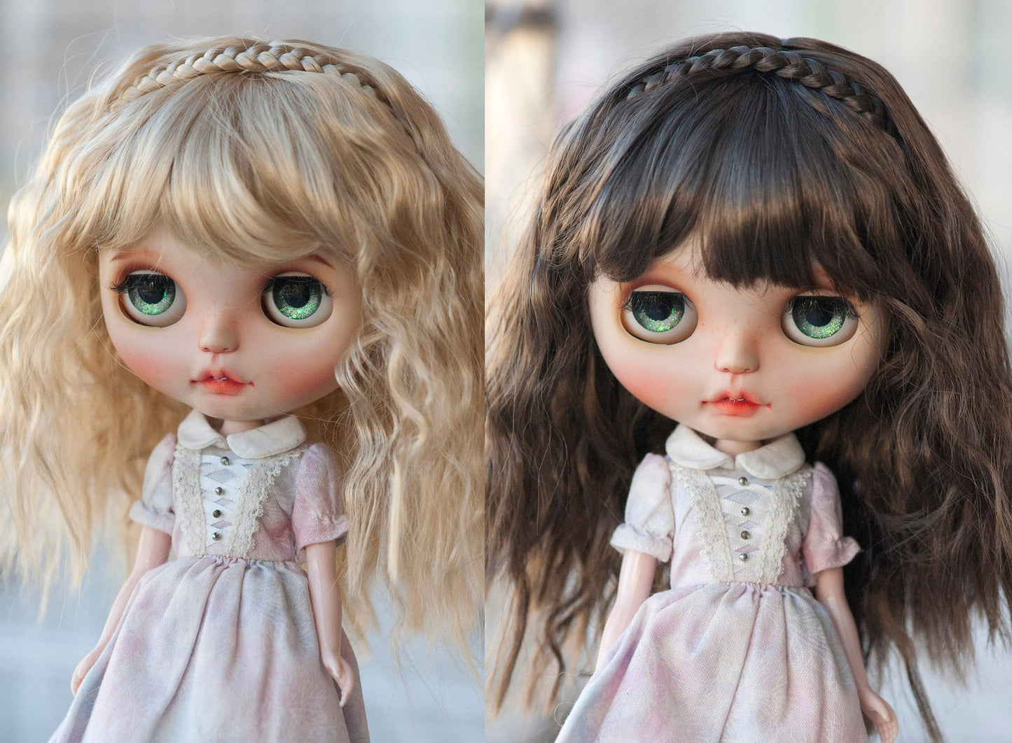 10-11 inches Doll Wig for Blythe Doll Long Curly with Braide
