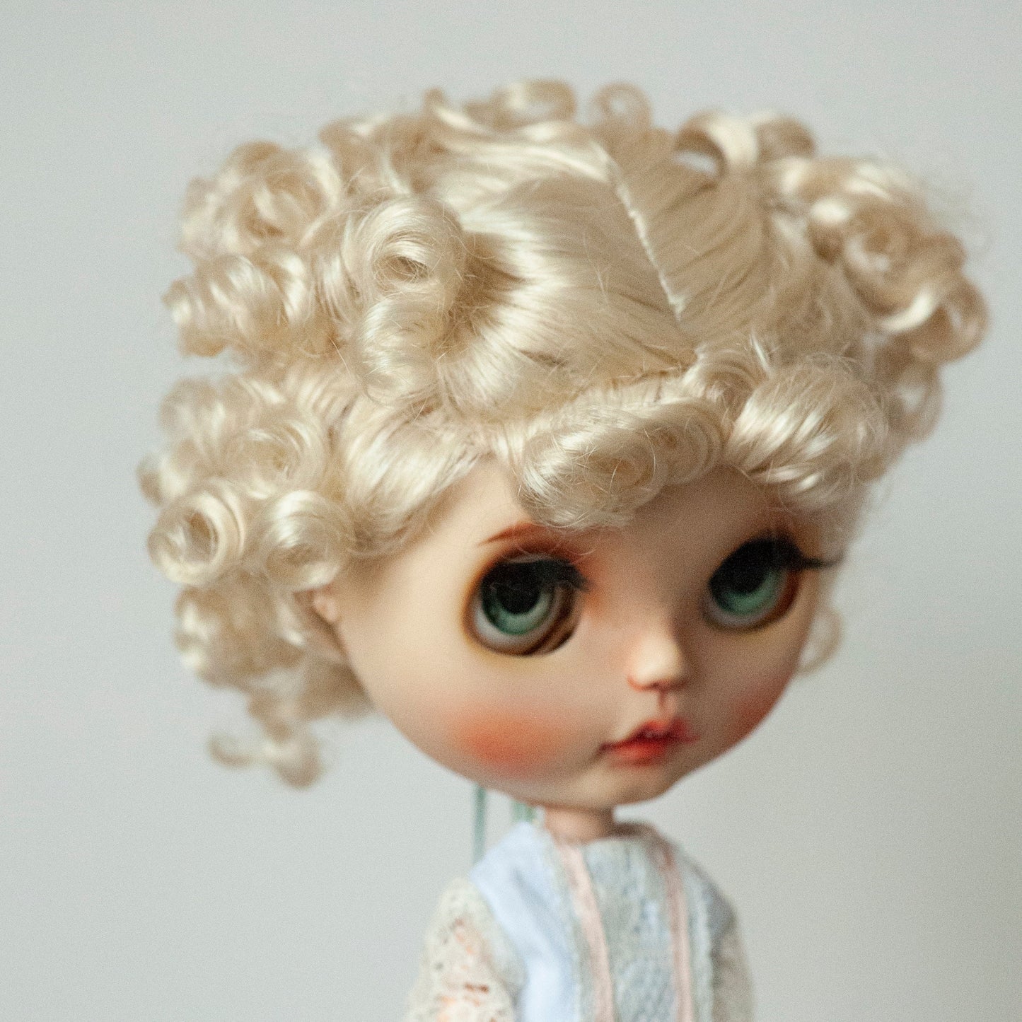 10-11" Artificial Fiber Doll Wig Short Curly Cute Double Braids with Bangs