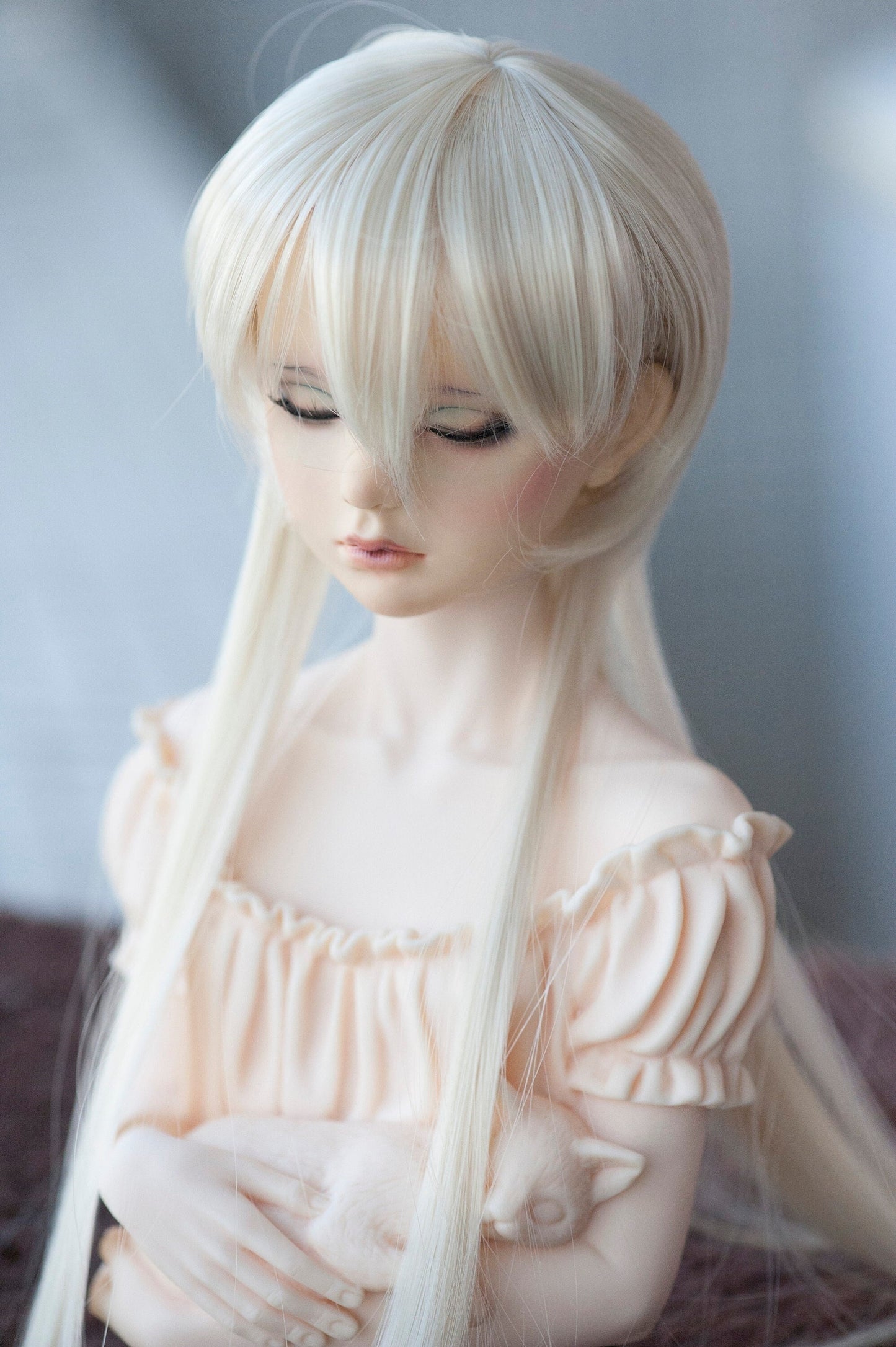 Long Spike Doll Wig Elf Style Blonde/Silver Grey