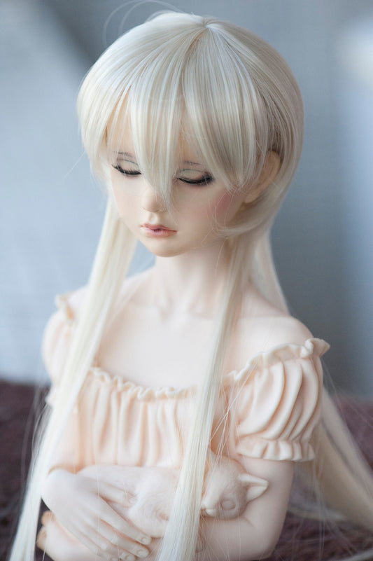 Long Spike Doll Wig Elf Style Blonde/Silver Grey