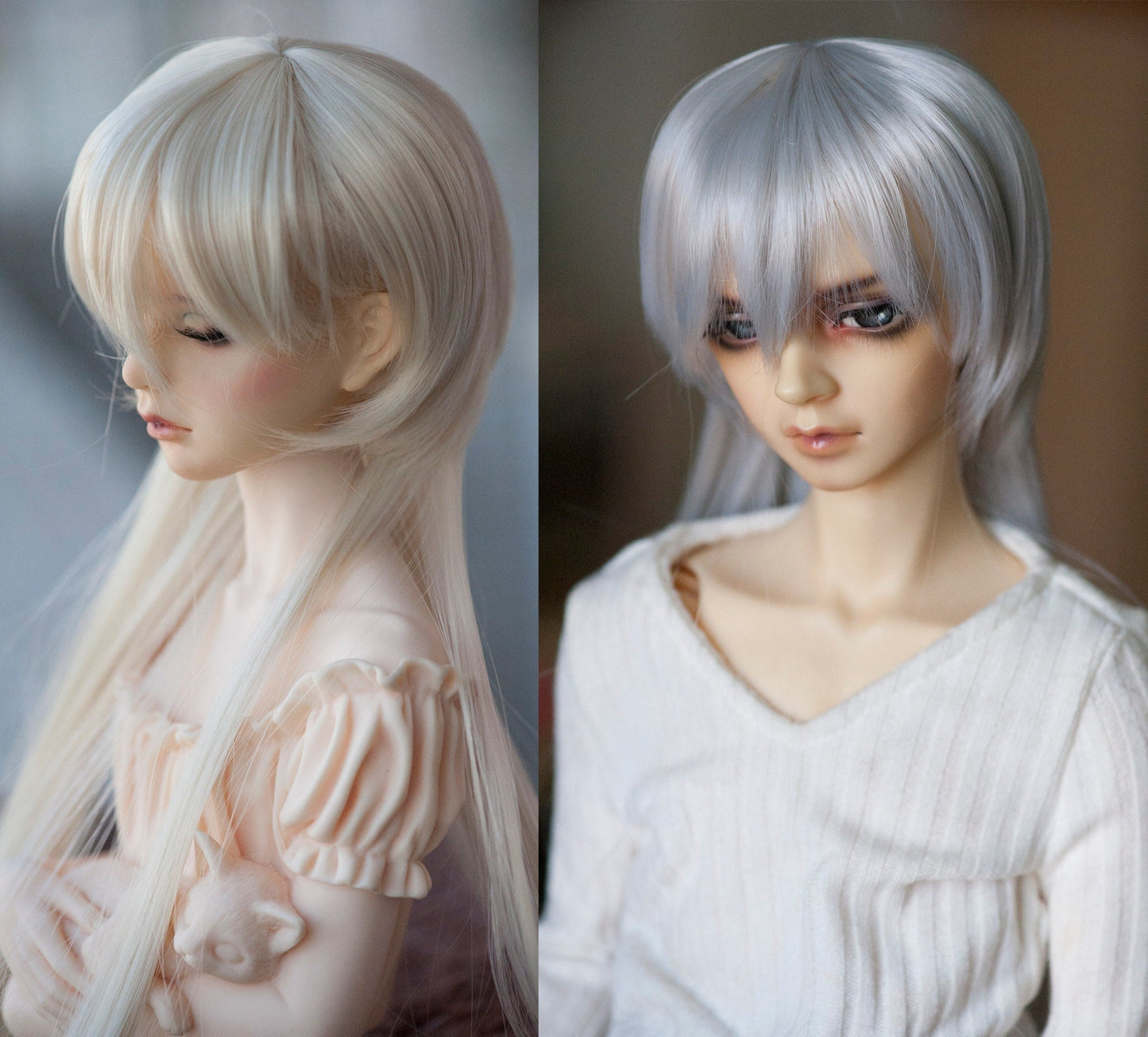 Long Spike Doll Wig Elf Style Blonde/Silver Grey