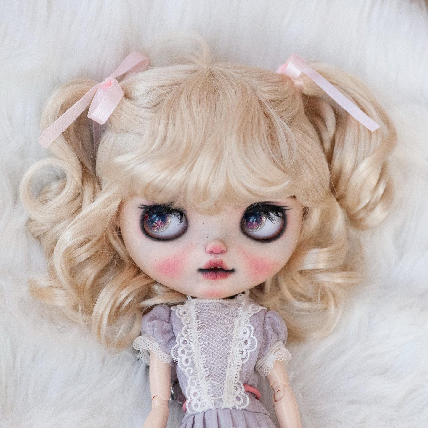 10-11" Artificial Fiber Doll Wig Cute Doulbe Tails Short Curly 3 Colors