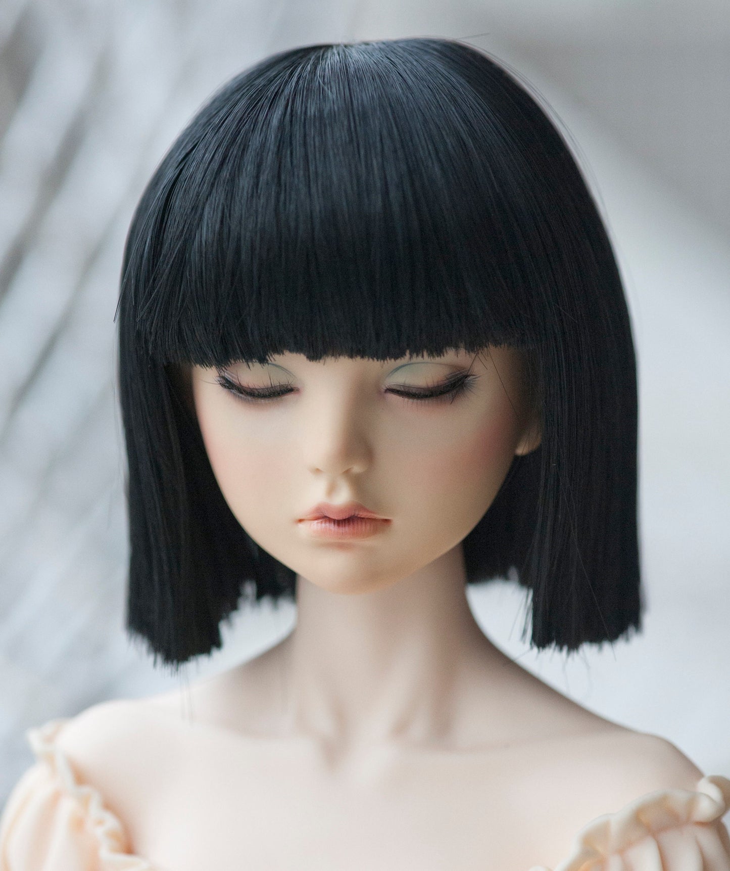 Heat Resistant Fiber BJD Doll Wig Short Cutting Straight Black/White