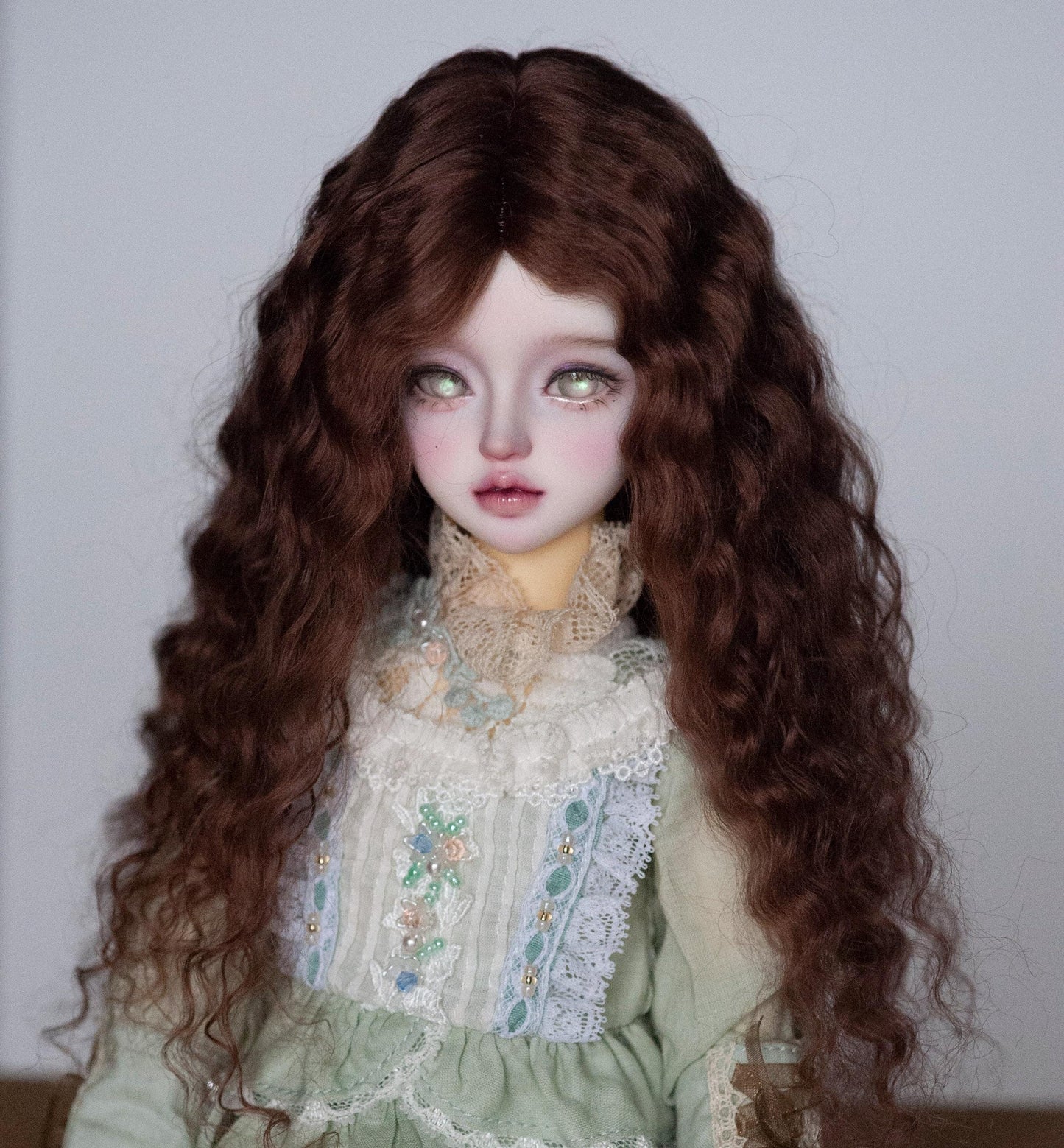 Dark Brown Reborn Angora Mohair Doll Wig
