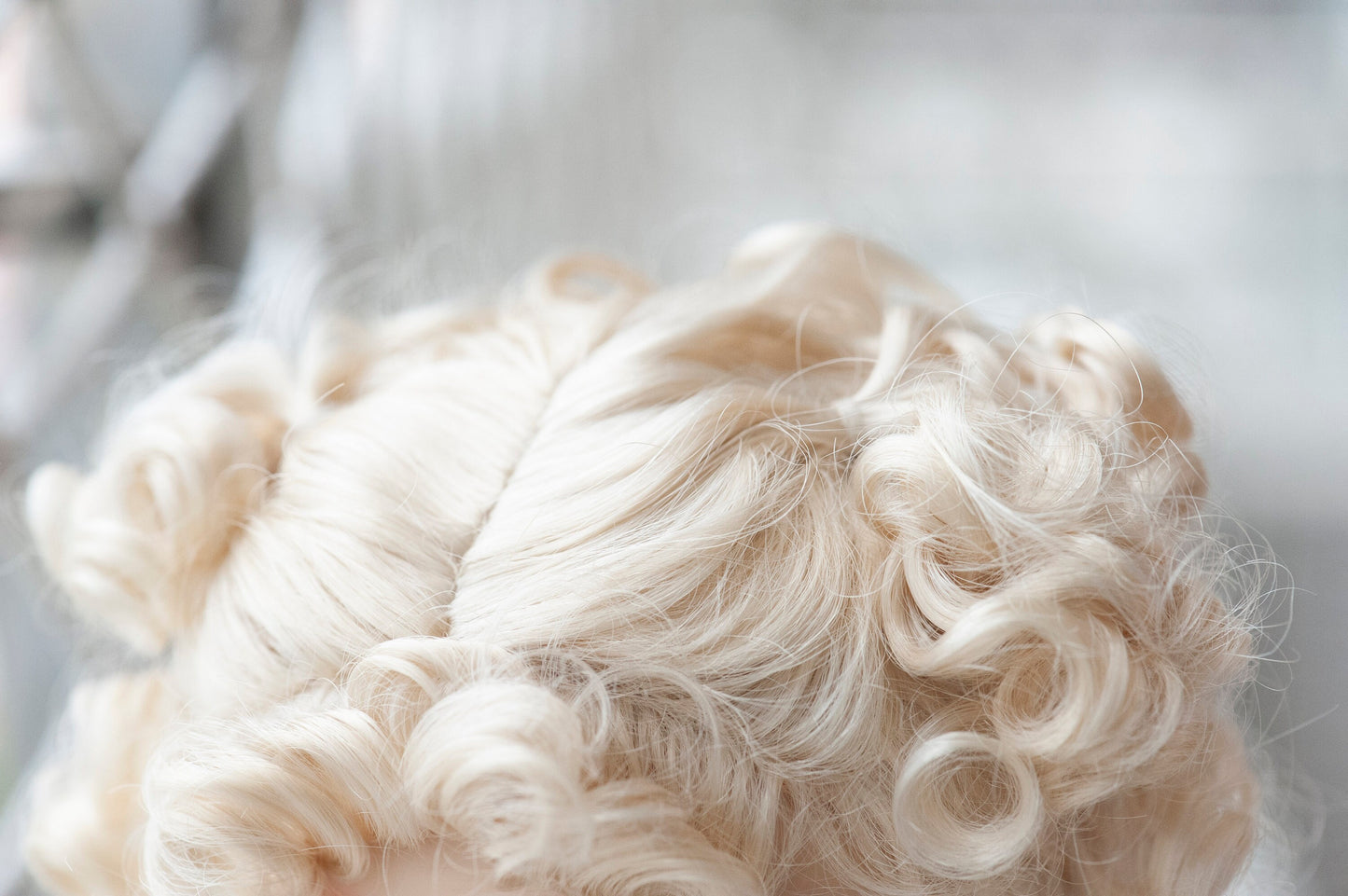 10-11" Artificial Fiber Doll Wig Short Curly Cute Double Braids with Bangs