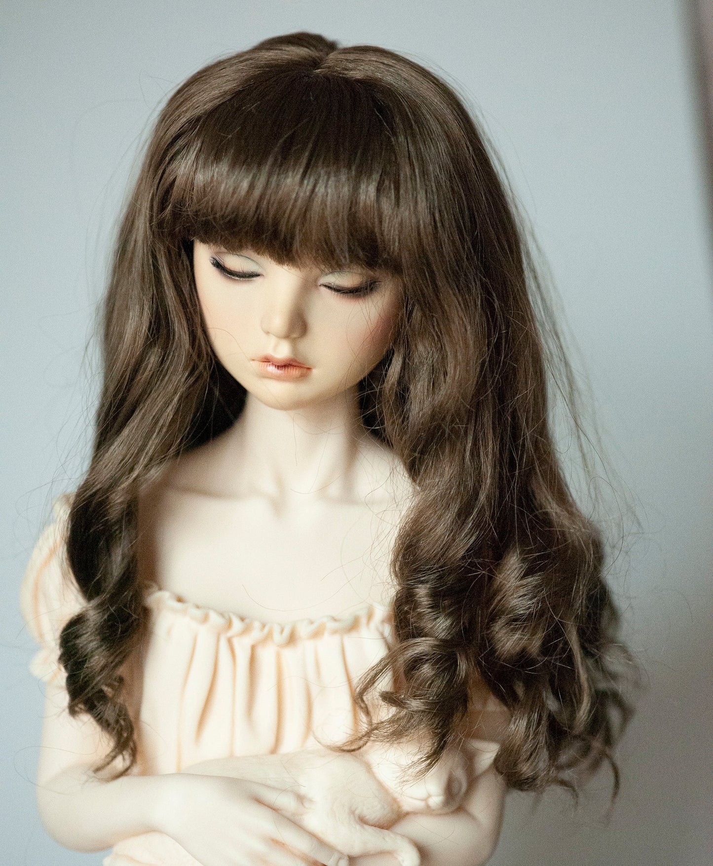 9-10" Artificial Fiber Doll Wig Long Classic Roller Curly