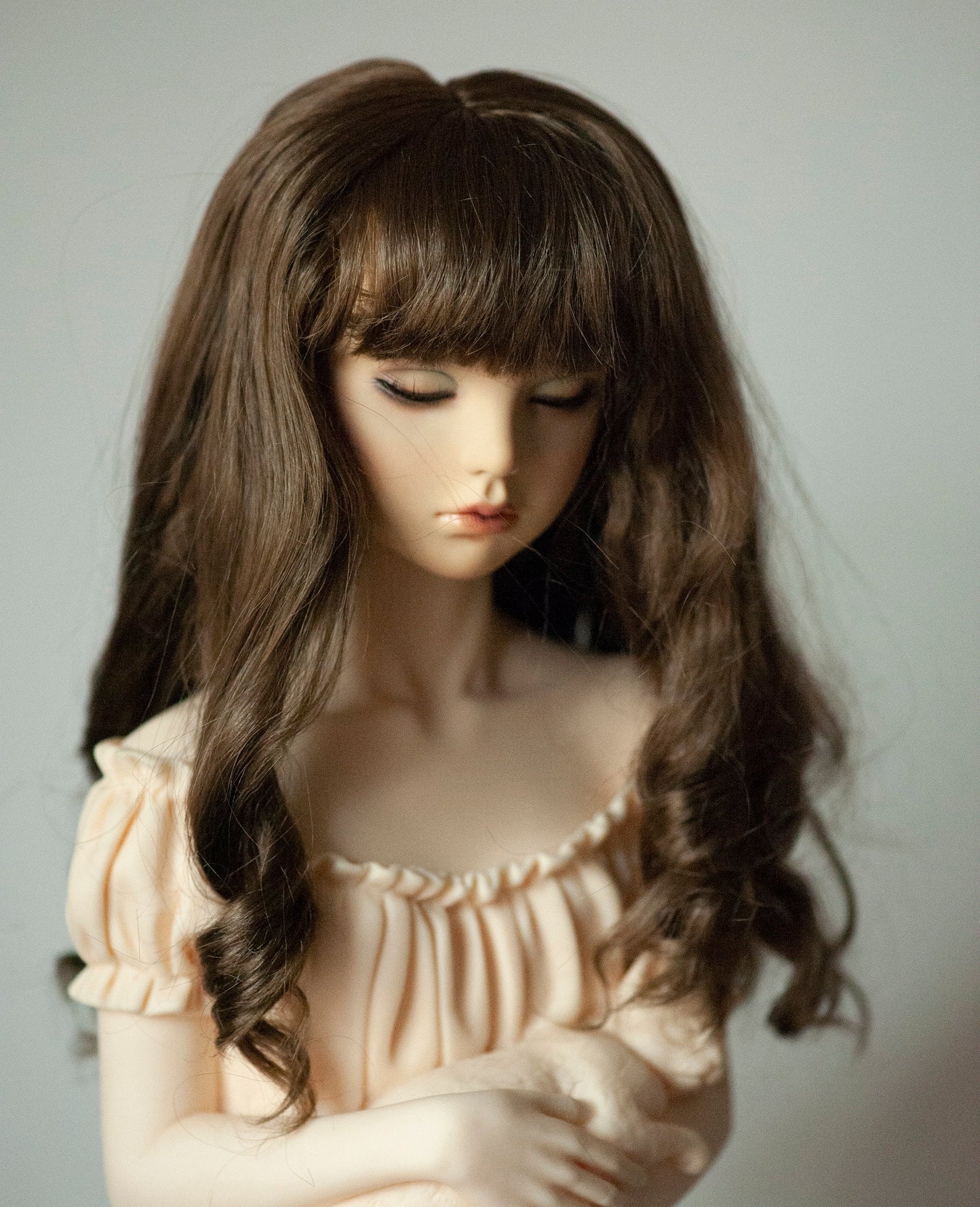 9-10" Artificial Fiber Doll Wig Long Classic Roller Curly